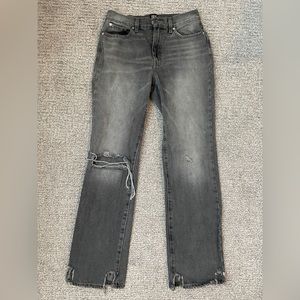 Grey ripped straight leg jeans